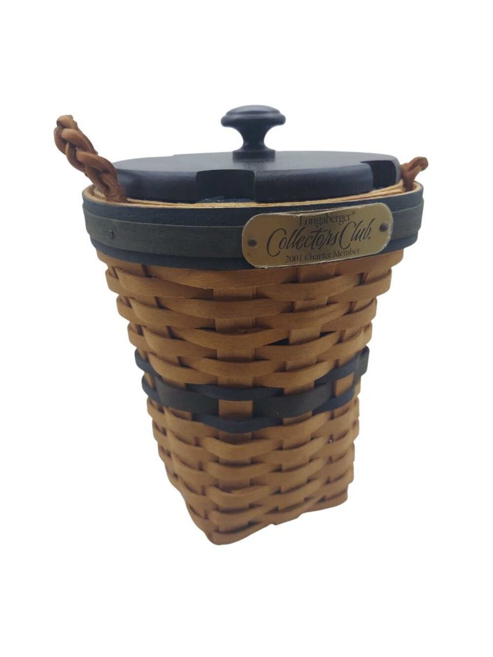 Longaberger 2001 Collectors Club Basket Charter Club Renewal Handwoven Lid Liner